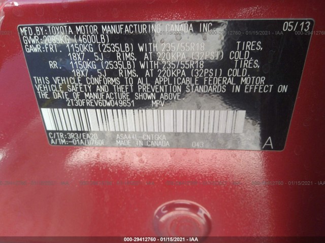 Photo 8 VIN: 2T3DFREV6DW049651 - TOYOTA RAV4 