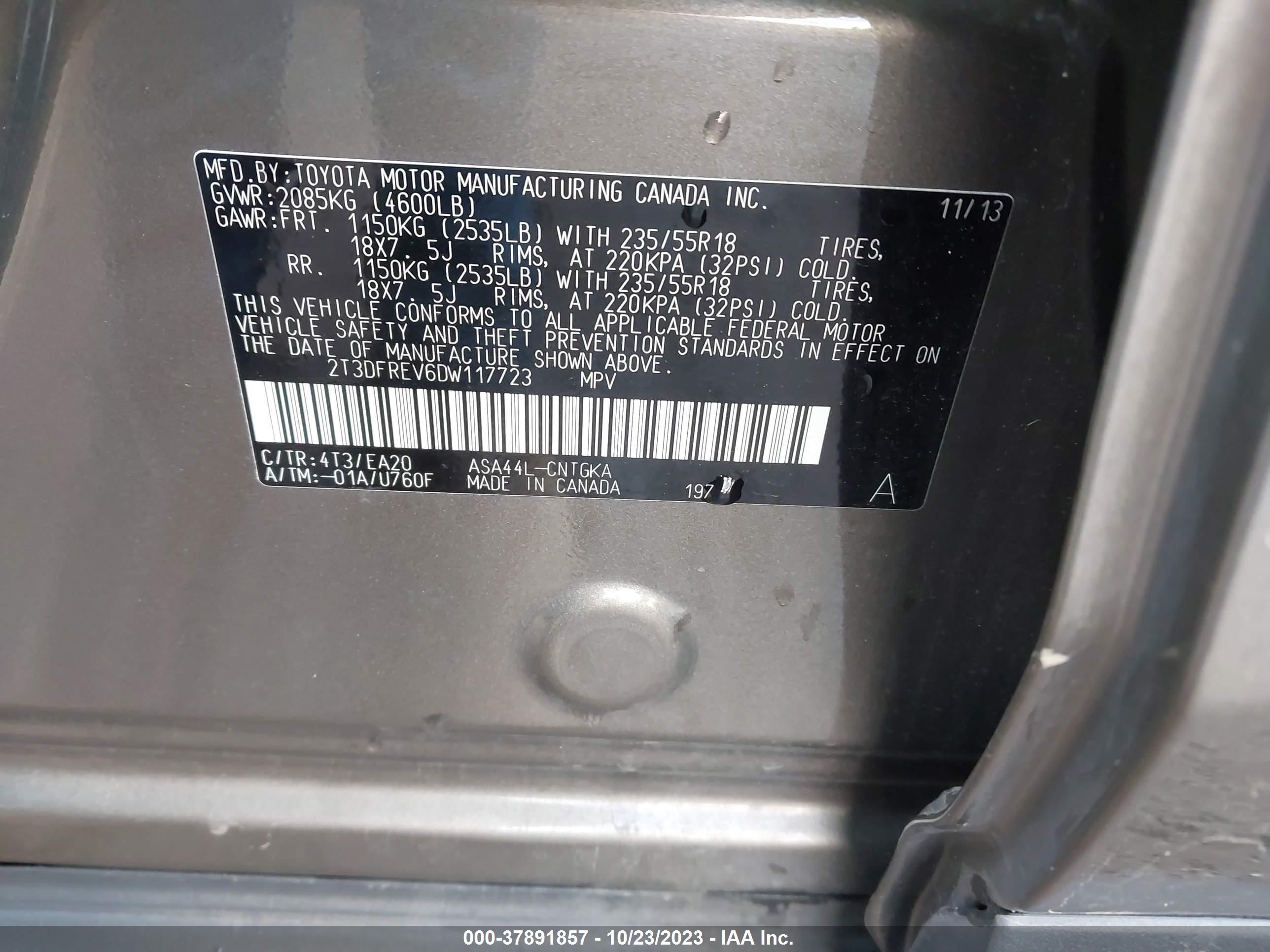 Photo 8 VIN: 2T3DFREV6DW117723 - TOYOTA RAV 4 