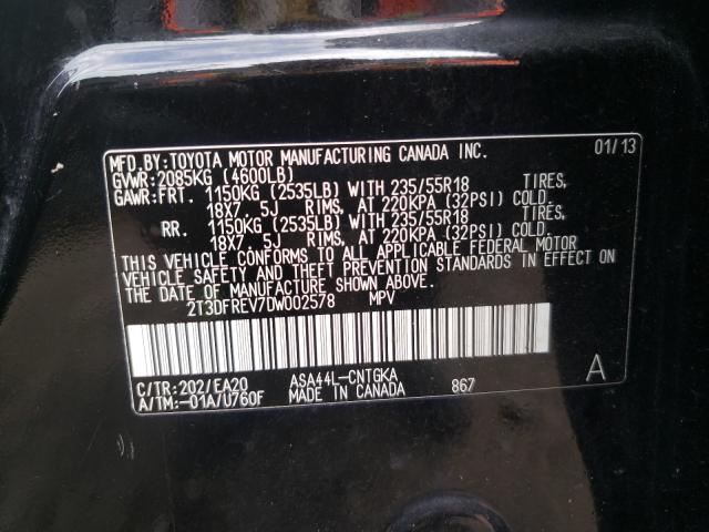 Photo 9 VIN: 2T3DFREV7DW002578 - TOYOTA RAV4 LIMIT 