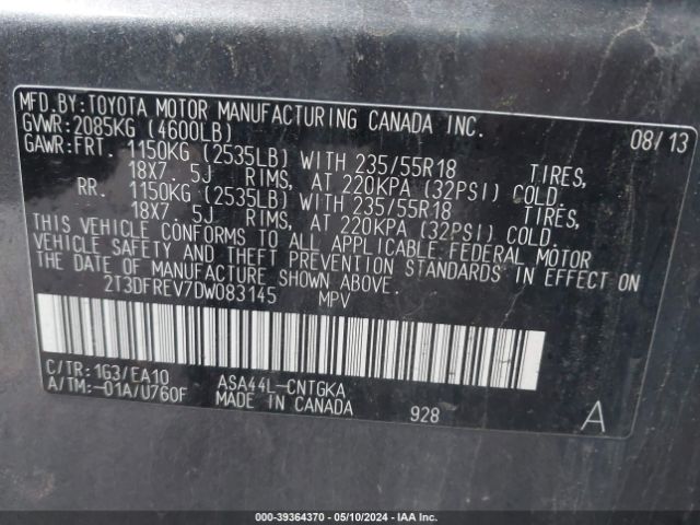 Photo 8 VIN: 2T3DFREV7DW083145 - TOYOTA RAV4 