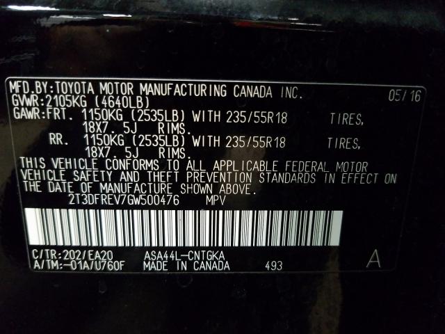 Photo 9 VIN: 2T3DFREV7GW500476 - TOYOTA RAV4 LIMIT 