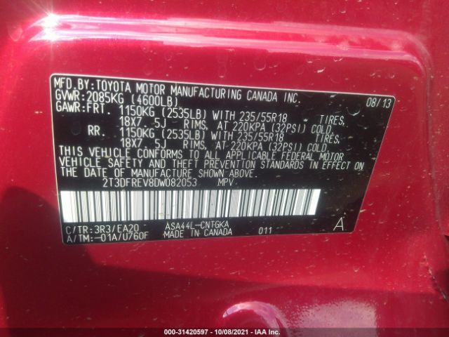 Photo 8 VIN: 2T3DFREV8DW082053 - TOYOTA RAV4 