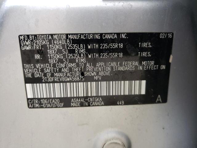 Photo 12 VIN: 2T3DFREV8GW456875 - TOYOTA RAV4 LIMIT 