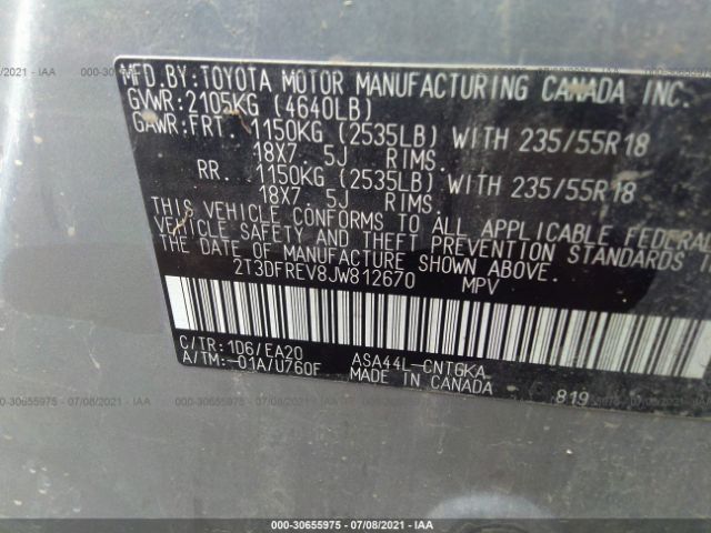 Photo 8 VIN: 2T3DFREV8JW812670 - TOYOTA RAV4 