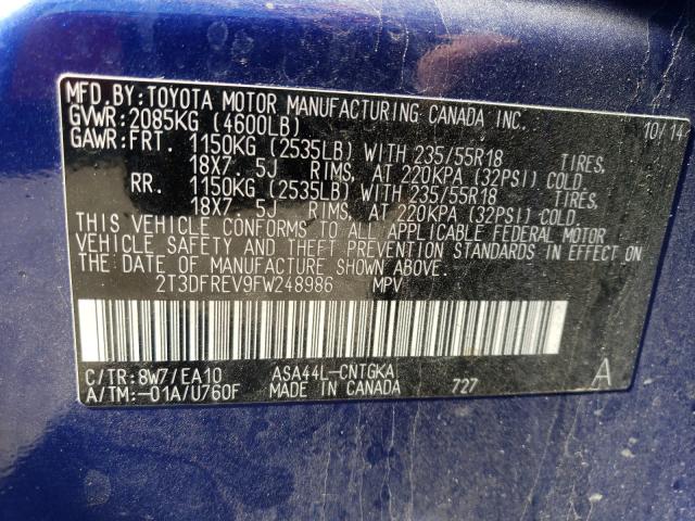 Photo 9 VIN: 2T3DFREV9FW248986 - TOYOTA RAV4 LIMIT 