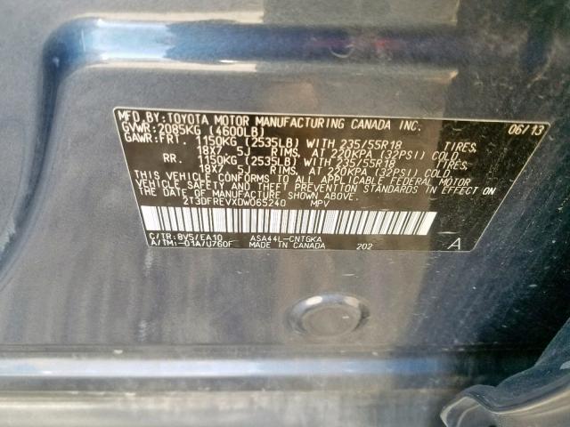 Photo 9 VIN: 2T3DFREVXDW065240 - TOYOTA RAV4 LIMIT 