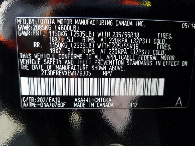 Photo 9 VIN: 2T3DFREVXEW179305 - TOYOTA RAV4 LIMIT 