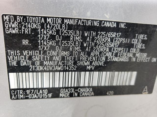 Photo 9 VIN: 2T3DK4DV3AW014352 - TOYOTA RAV4 LIMIT 