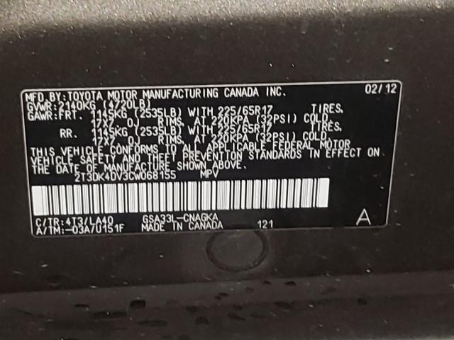 Photo 9 VIN: 2T3DK4DV3CW068155 - TOYOTA RAV4 LIMIT 