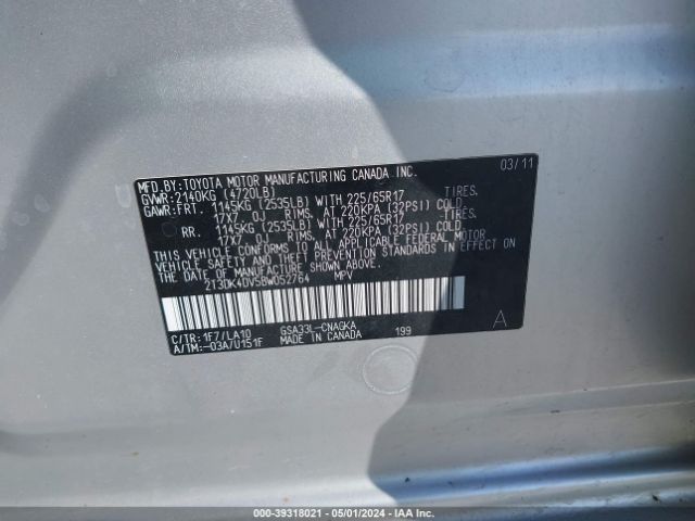 Photo 8 VIN: 2T3DK4DV5BW052764 - TOYOTA RAV4 