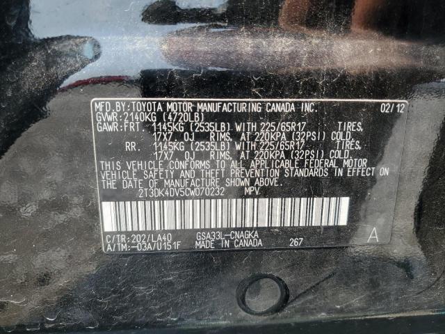 Photo 12 VIN: 2T3DK4DV5CW070232 - TOYOTA RAV4 LIMIT 