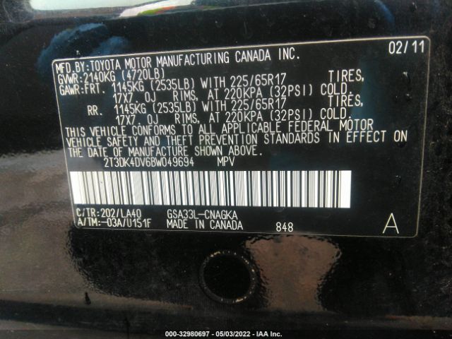 Photo 8 VIN: 2T3DK4DV6BW049694 - TOYOTA RAV4 