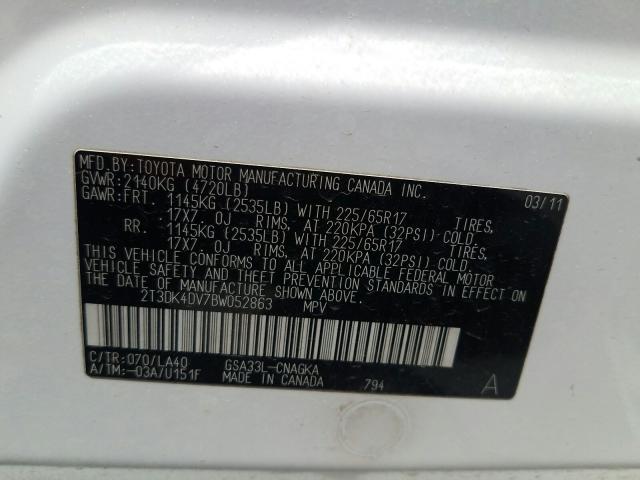 Photo 9 VIN: 2T3DK4DV7BW052863 - TOYOTA RAV4 LIMIT 