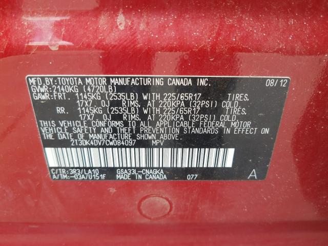 Photo 9 VIN: 2T3DK4DV7CW084097 - TOYOTA RAV4 LIMIT 