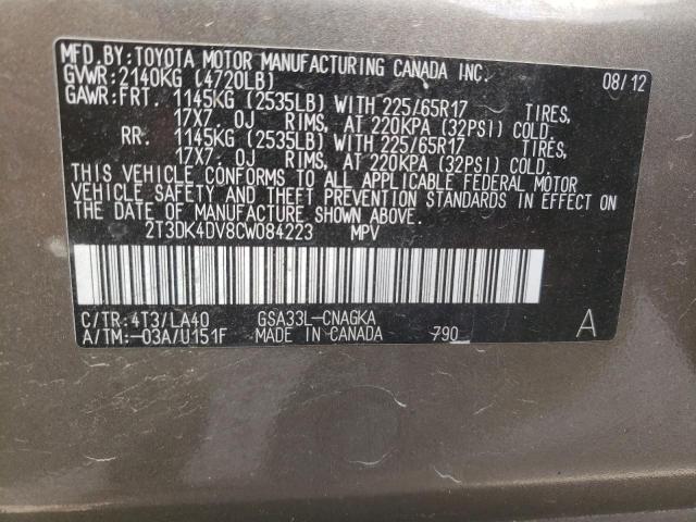 Photo 12 VIN: 2T3DK4DV8CW084223 - TOYOTA RAV4 LIMIT 