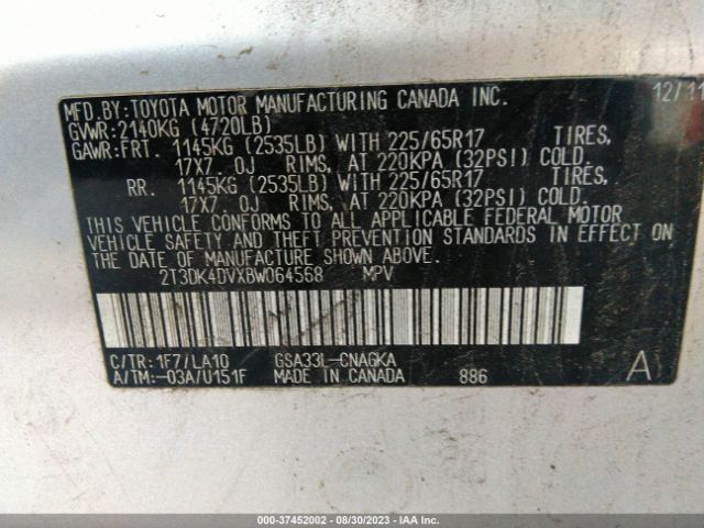 Photo 8 VIN: 2T3DK4DVXBW064568 - TOYOTA RAV4 