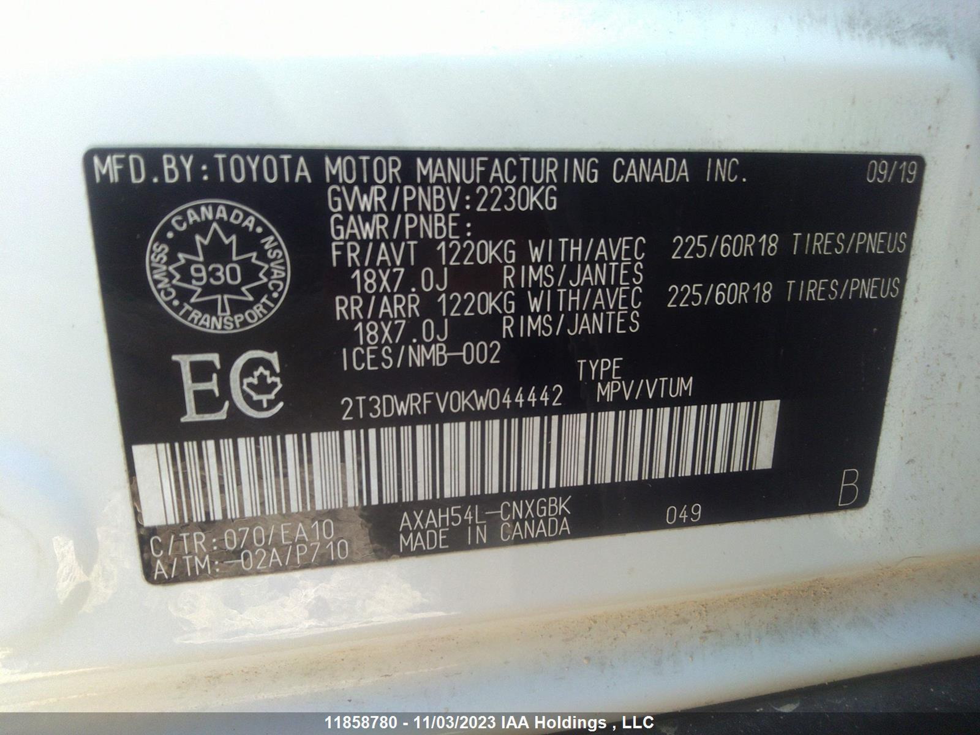 Photo 8 VIN: 2T3DWRFV0KW044442 - TOYOTA RAV 4 