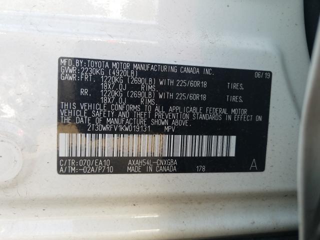 Photo 9 VIN: 2T3DWRFV1KW019131 - TOYOTA RAV4 LIMIT 