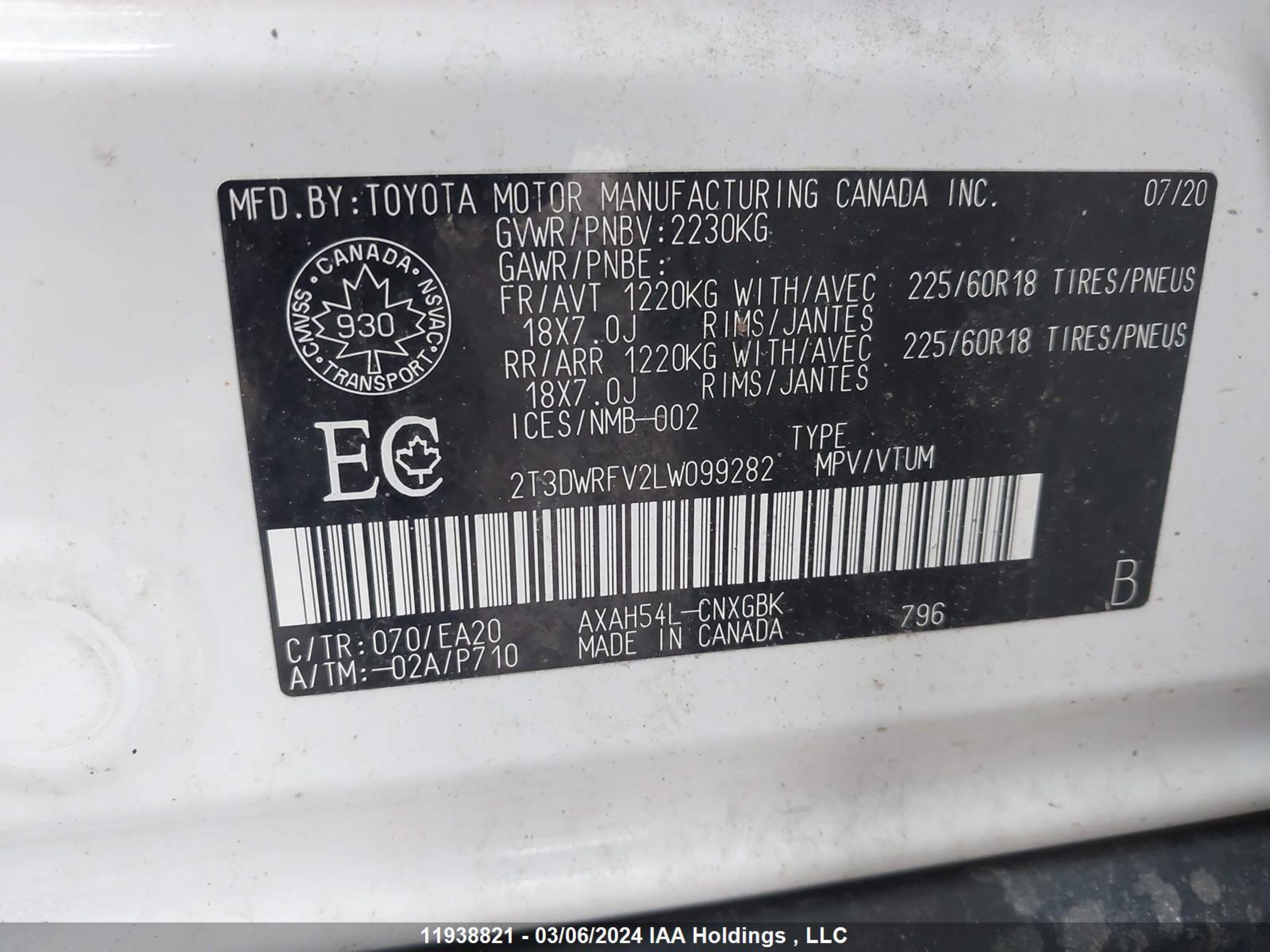 Photo 8 VIN: 2T3DWRFV2LW099282 - TOYOTA RAV 4 