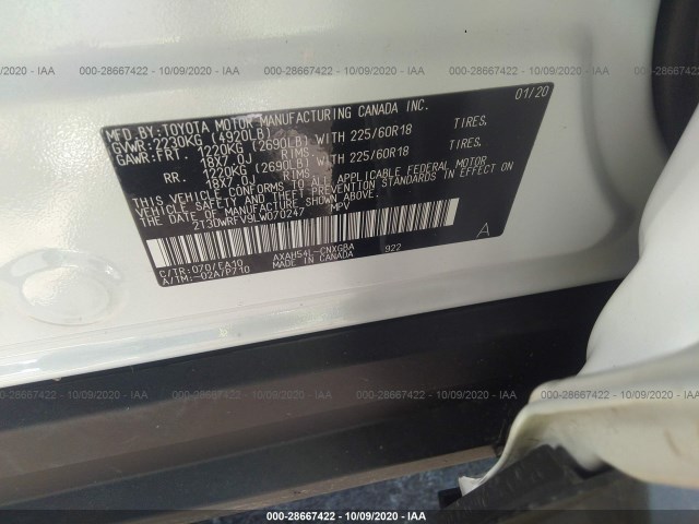 Photo 8 VIN: 2T3DWRFV9LW070247 - TOYOTA RAV4 