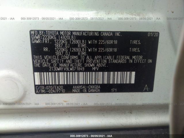 Photo 8 VIN: 2T3DWRFV9LW071849 - TOYOTA RAV4 