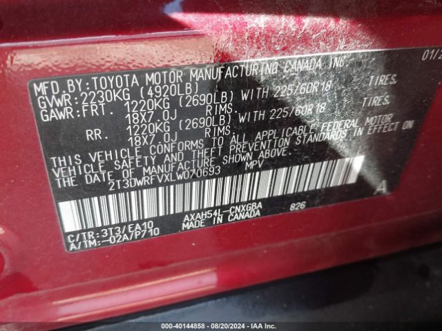 Photo 8 VIN: 2T3DWRFVXLW070693 - TOYOTA RAV4 