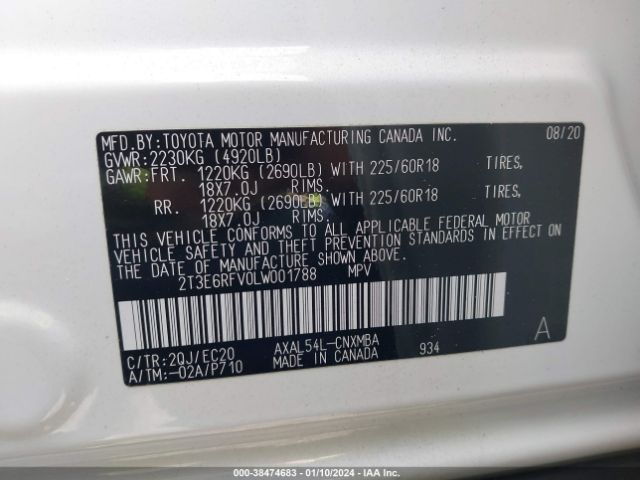 Photo 8 VIN: 2T3E6RFV0LW001788 - TOYOTA RAV4 