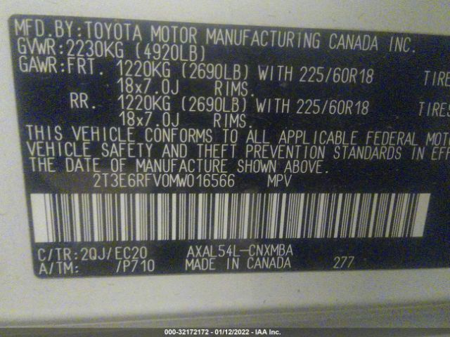 Photo 8 VIN: 2T3E6RFV0MW016566 - TOYOTA RAV4 