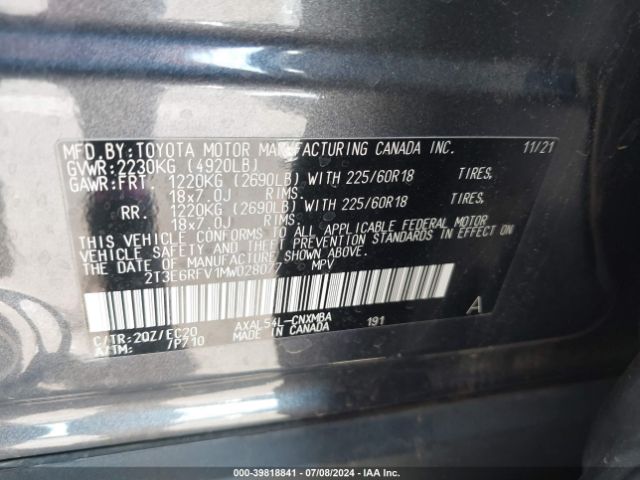 Photo 8 VIN: 2T3E6RFV1MW028077 - TOYOTA RAV4 