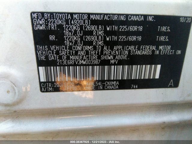 Photo 8 VIN: 2T3E6RFV3MW003987 - TOYOTA RAV4 