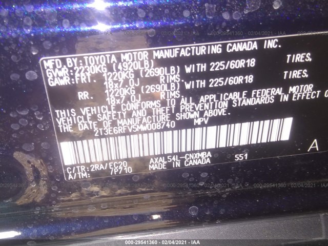 Photo 8 VIN: 2T3E6RFV5MW008740 - TOYOTA RAV4 