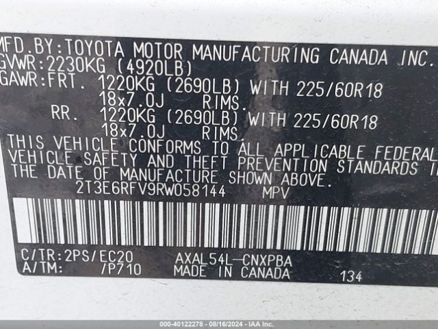 Photo 8 VIN: 2T3E6RFV9RW058144 - TOYOTA RAV4 