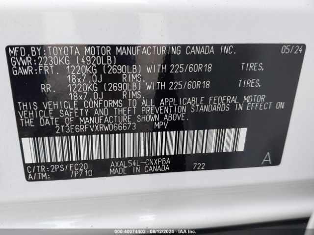 Photo 8 VIN: 2T3E6RFVXRW066673 - TOYOTA RAV4 