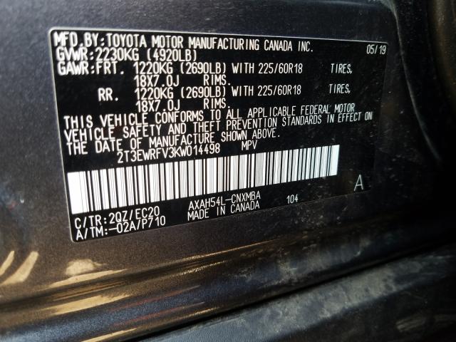 Photo 9 VIN: 2T3EWRFV3KW014498 - TOYOTA RAV4 XSE 