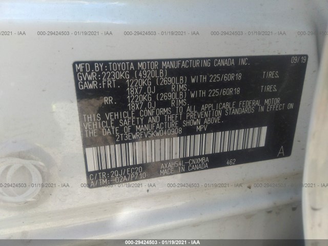 Photo 8 VIN: 2T3EWRFV5KW040908 - TOYOTA RAV4 