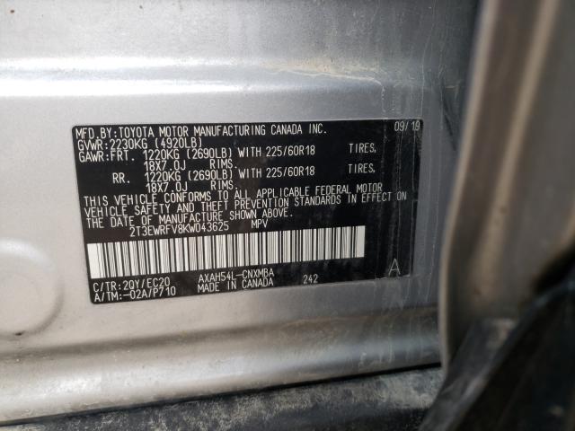 Photo 9 VIN: 2T3EWRFV8KW043625 - TOYOTA RAV4 XSE 