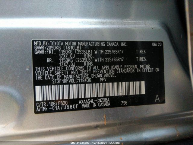 Photo 8 VIN: 2T3F1RFV0LC118436 - TOYOTA RAV4 