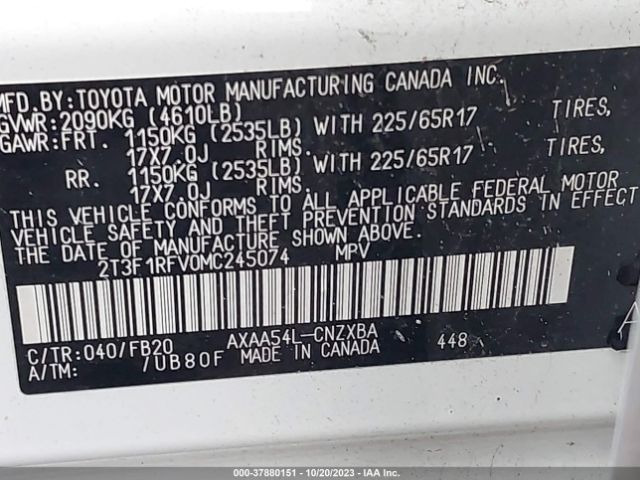 Photo 8 VIN: 2T3F1RFV0MC245074 - TOYOTA RAV4 