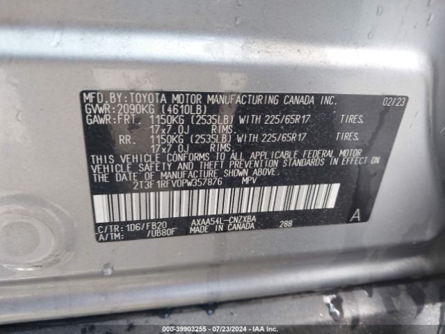 Photo 8 VIN: 2T3F1RFV0PW357876 - TOYOTA RAV4 