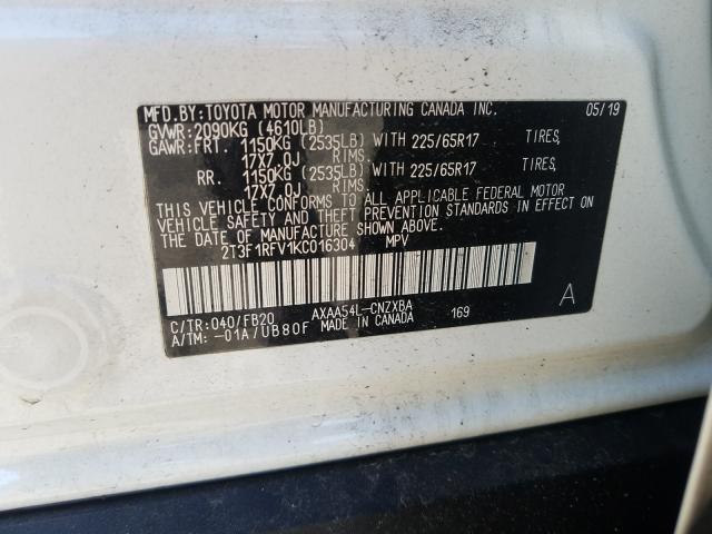 Photo 9 VIN: 2T3F1RFV1KC016304 - TOYOTA RAV4 LE 