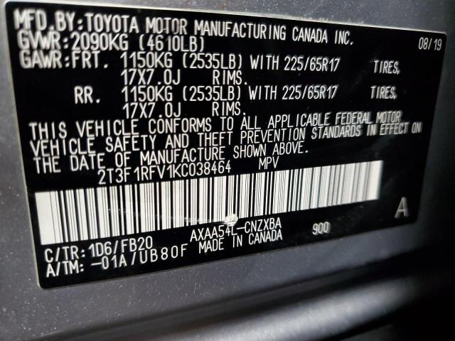 Photo 12 VIN: 2T3F1RFV1KC038464 - TOYOTA RAV4 LE 