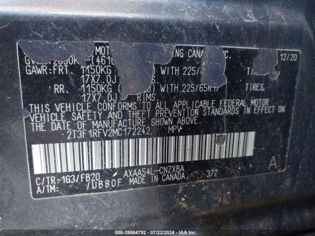 Photo 8 VIN: 2T3F1RFV2MC172242 - TOYOTA RAV4 