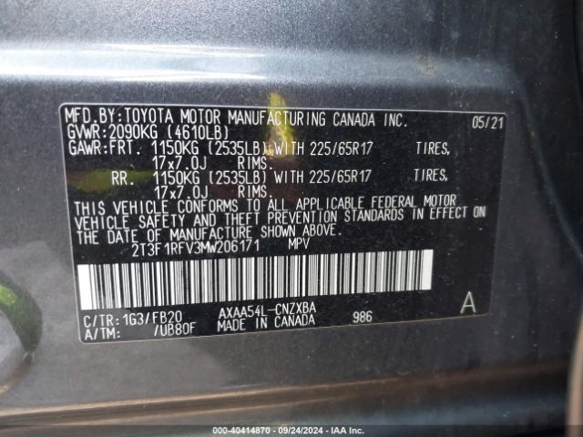 Photo 8 VIN: 2T3F1RFV3MW206171 - TOYOTA RAV4 