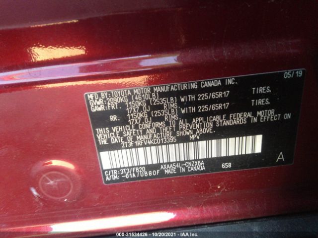 Photo 8 VIN: 2T3F1RFV4KC013395 - TOYOTA RAV4 