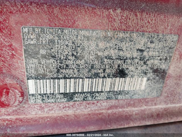 Photo 8 VIN: 2T3F1RFV5KW035369 - TOYOTA RAV4 