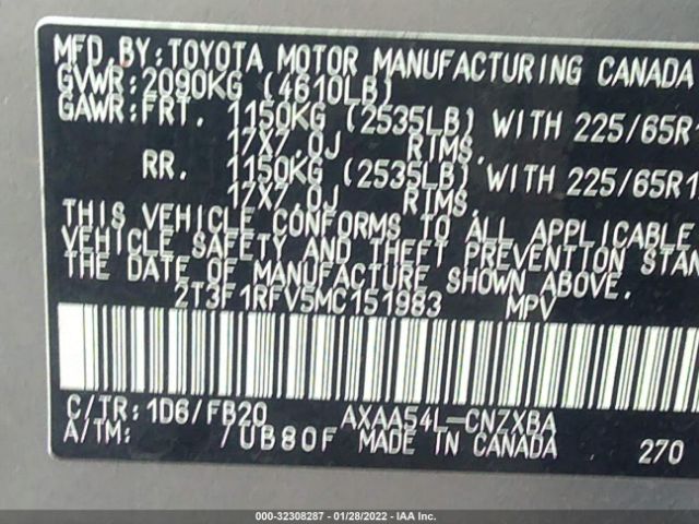 Photo 8 VIN: 2T3F1RFV5MC151983 - TOYOTA RAV4 