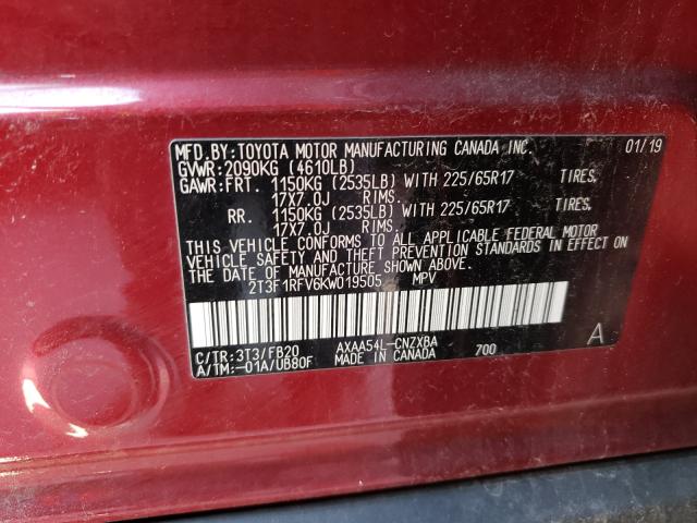 Photo 9 VIN: 2T3F1RFV6KW019505 - TOYOTA RAV4 LE 