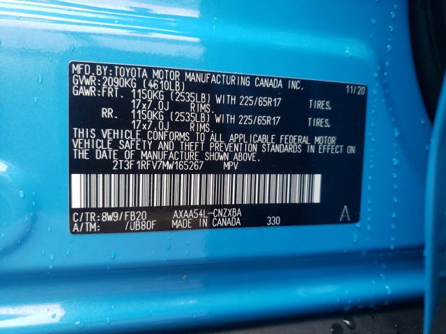 Photo 9 VIN: 2T3F1RFV7MW165267 - TOYOTA RAV4 LE 