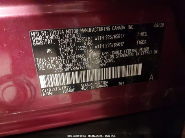 Photo 8 VIN: 2T3F1RFV8MW142158 - TOYOTA RAV4 