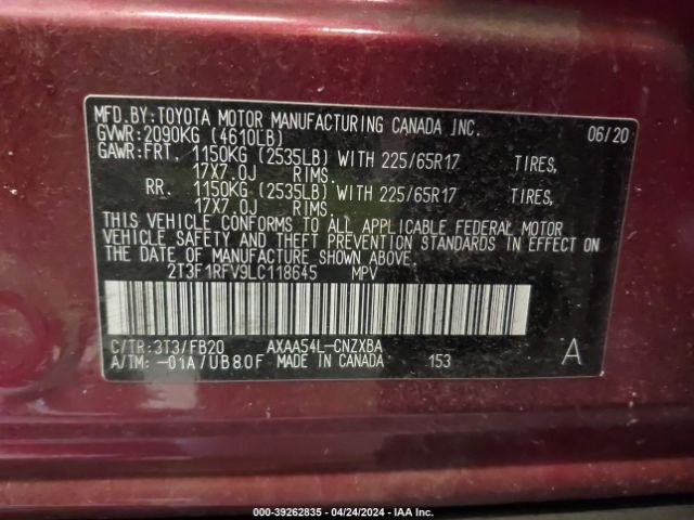 Photo 8 VIN: 2T3F1RFV9LC118645 - TOYOTA RAV4 